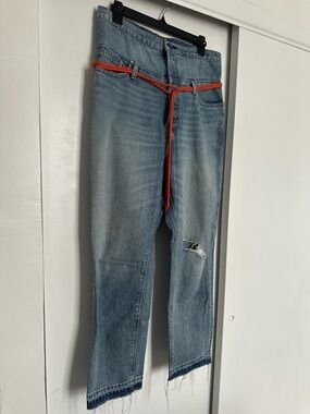 Hudson Jeans Jessi Boyfriend Size 28 Distressed Raw Hem Light Wash